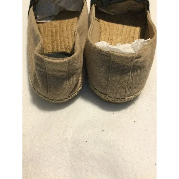 Tory Burch Canvas Logo Espadrille Flats Tan Black Slip On Shoes size 6 - Picture 4 of 4